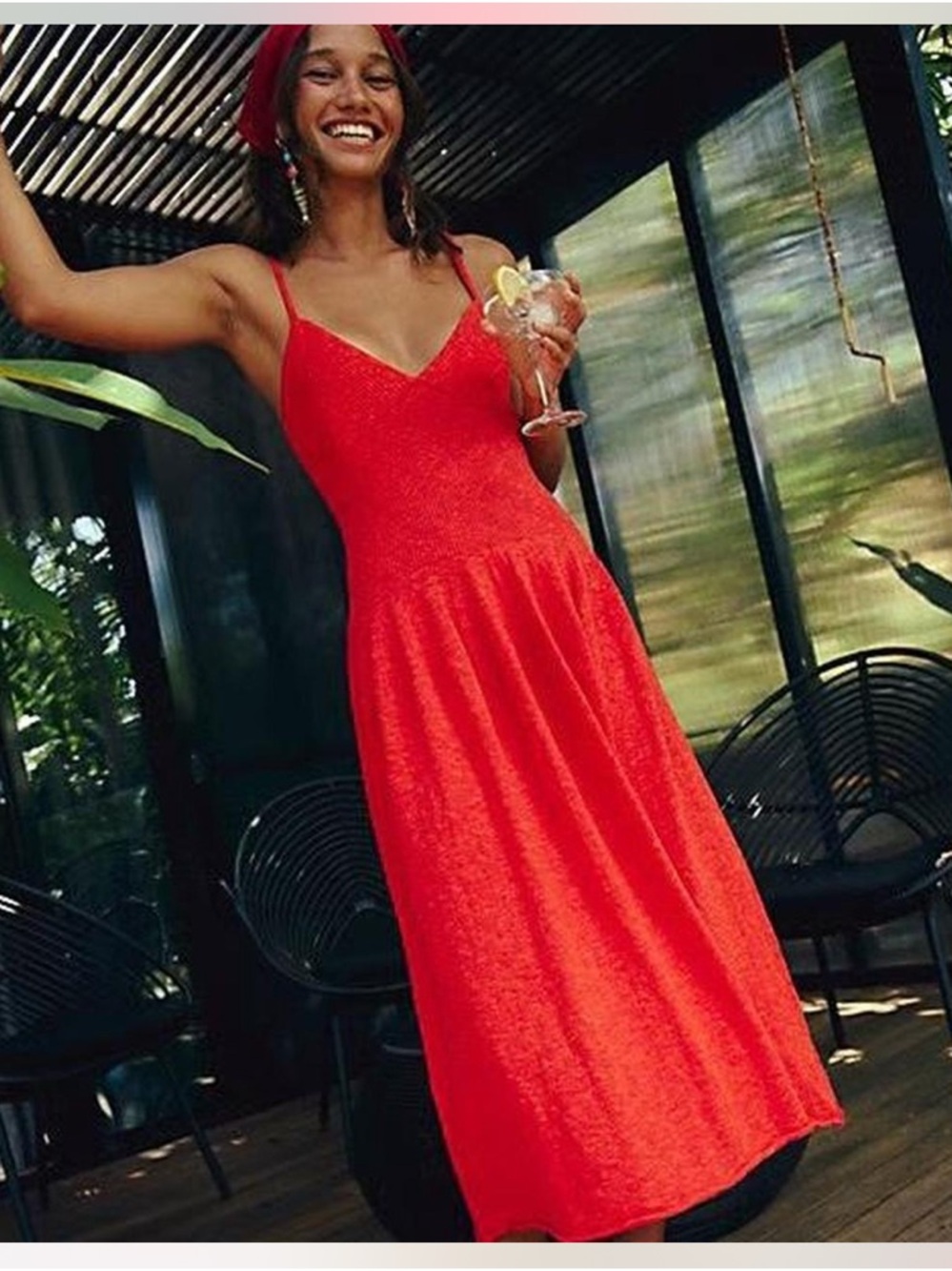 Red Knit Strapy Dress free people